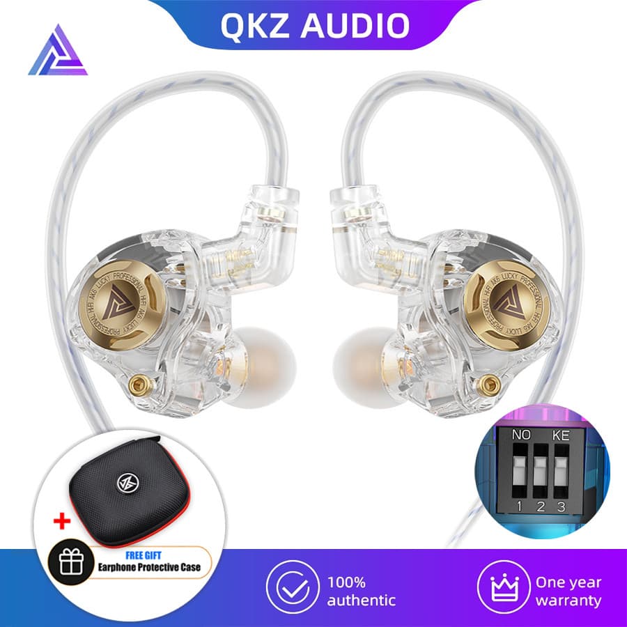 Fones de Ouvido Hi-Fi QKZ AK6 com Reforço de Graves, Equalizador de Três Bandas, Cabo Removível e Microfone