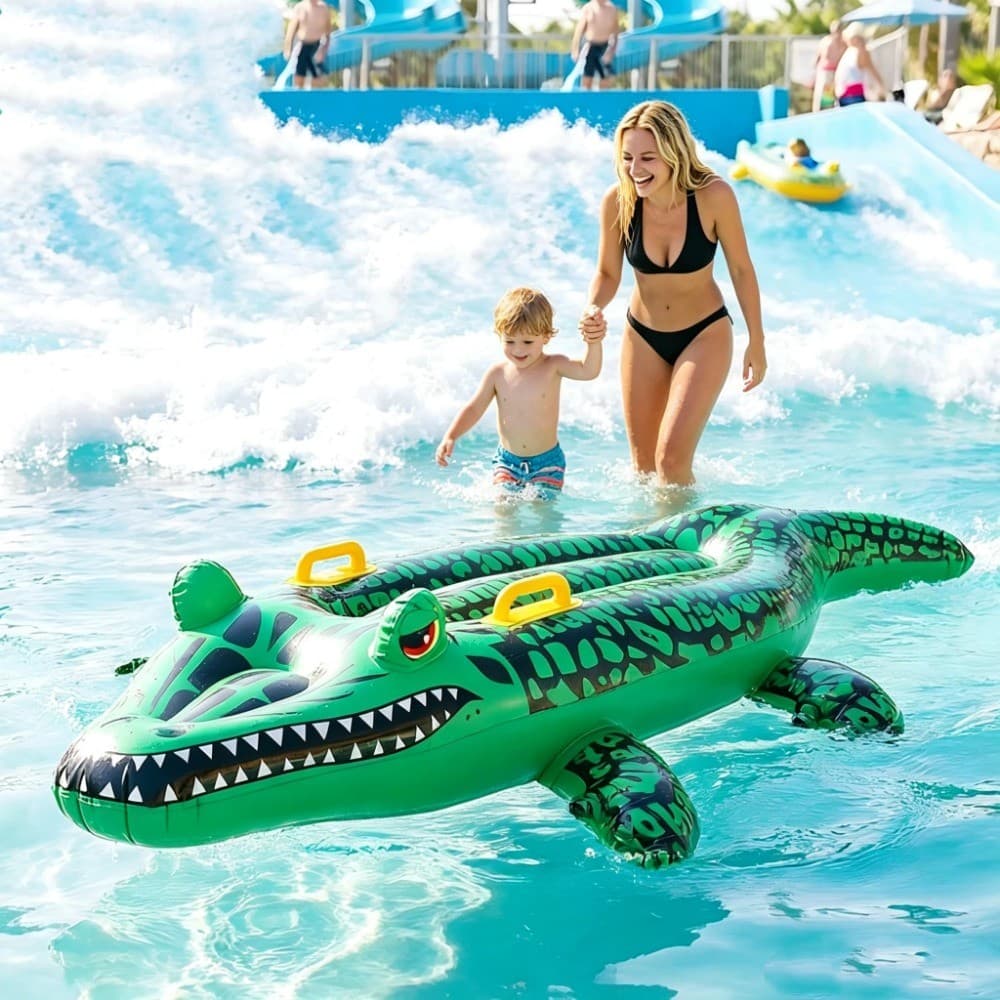 Pronta Entrega! Crocodilo Inflável PVC Prancha Surf Boia Flutuante Piscina Deriva Natação Todos