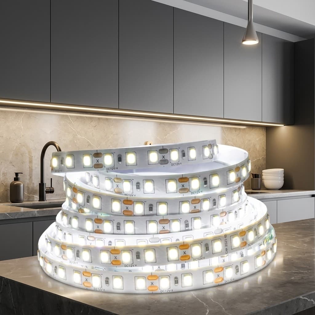 Fita LED 5m Decorativa 120 Leds Por Metro 12V Para Armários e Cabeceiras