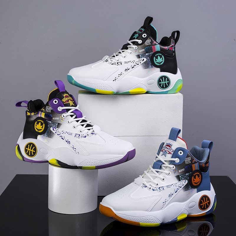Sapatos masculinos de alta qualidade com superfície de couro calçados esportivos tênis de basquete de combate real