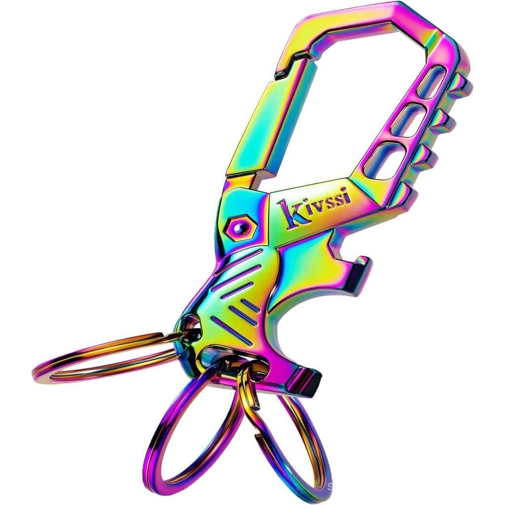 Chaveiros de metal resistente Kivssi, chaveiros com mosquetão para carro, chaveiro de família com abridor de garrafas e