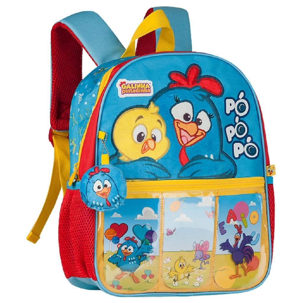 Mochila Creche Escola Pequena Infantil 0 a 4 Anos Galinha Pintadinha Oficial Azul