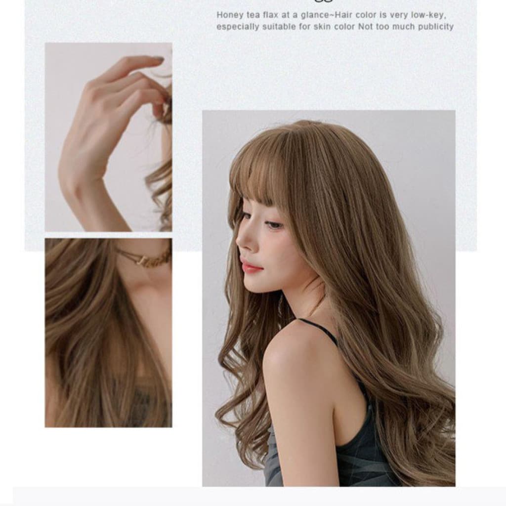 [Cabelo Coreano] Peruca Longa Feminina/Franja/Peruca Natural/Ondulada