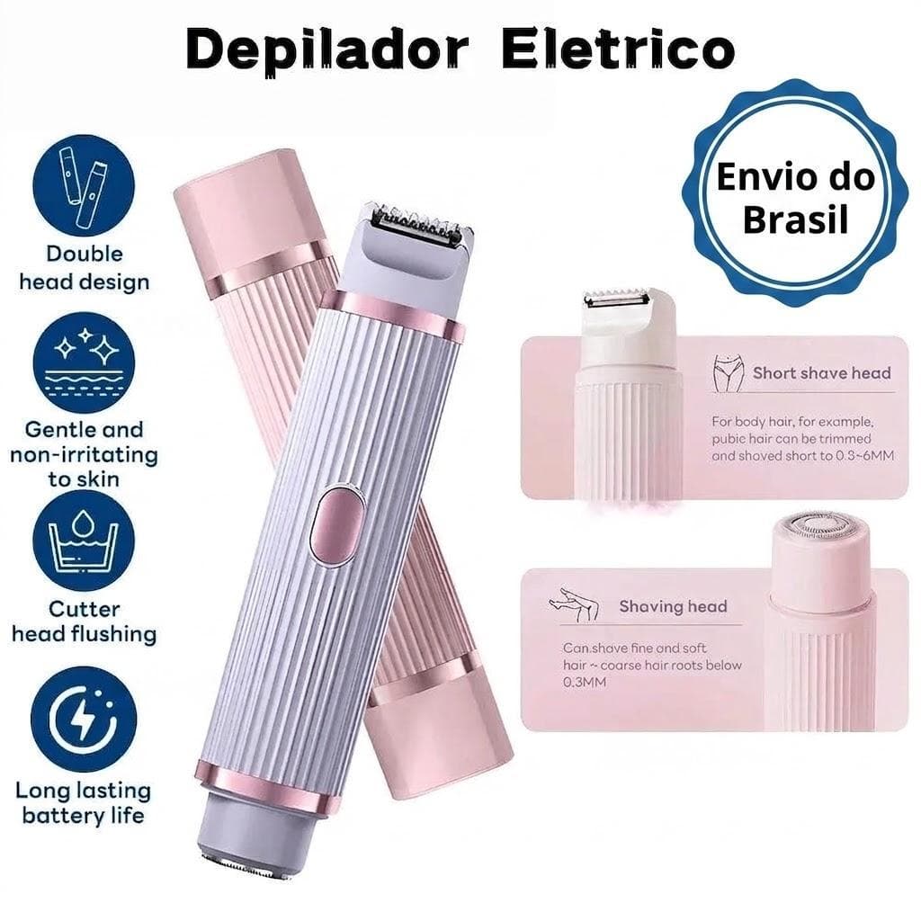 Depilador ElétricoFeminino Recarregável 2 em 1 Depilador Eletrico Feminino Recarregável Removedor De Pelos Navalha Dupla