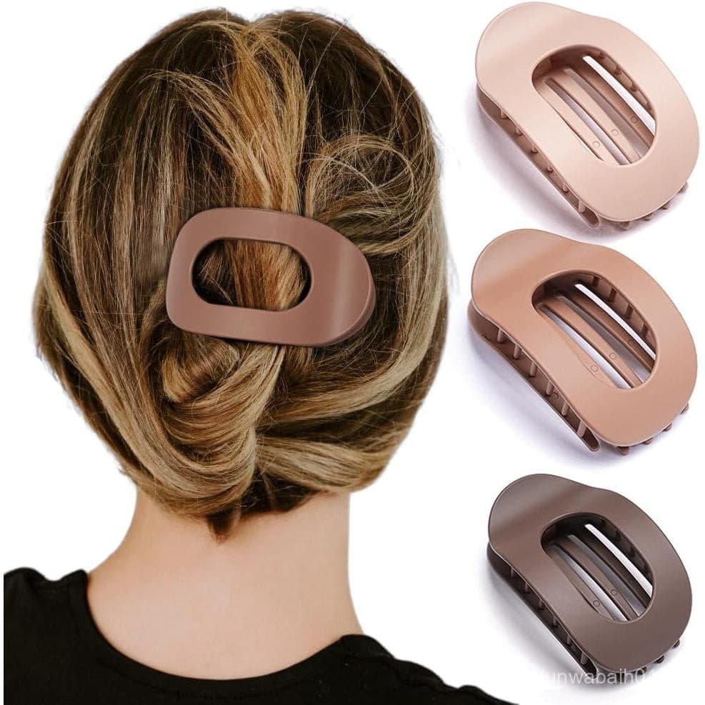 Presilhas de Cabelo Planas para Cabelos Grossos e Finos, Presilhas Grandes e Neutras com Acabamento Fosco (3 cores)