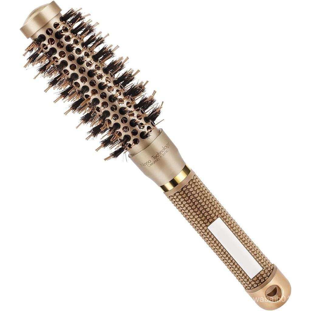 Escova de Cabelo Redonda Térmica de Cerâmica Iônica com Cerdas de Javali para Secagem, Modelagem, Ondulação, Alisament