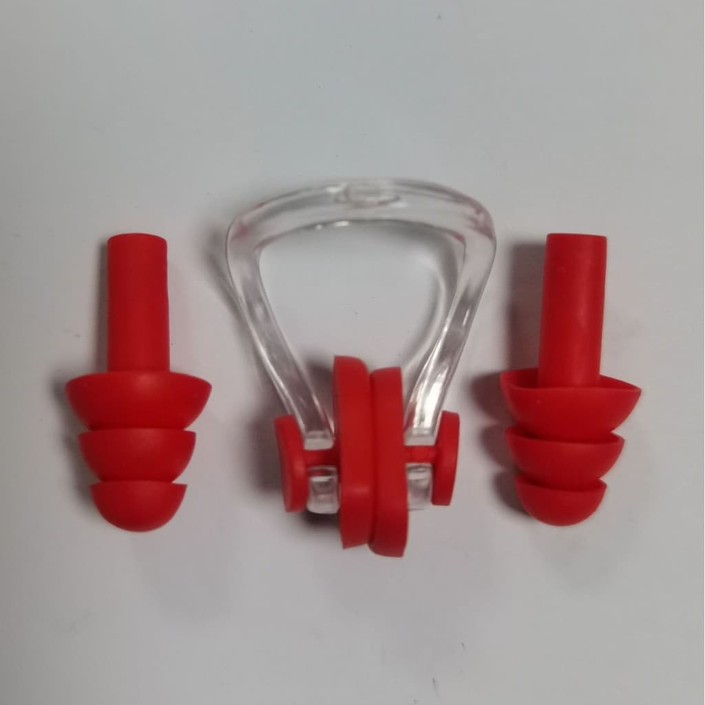 Conjunto de protetor nasal e protetores auriculares em caixa, silicone macio, à prova d'água com tripla camada, equipame