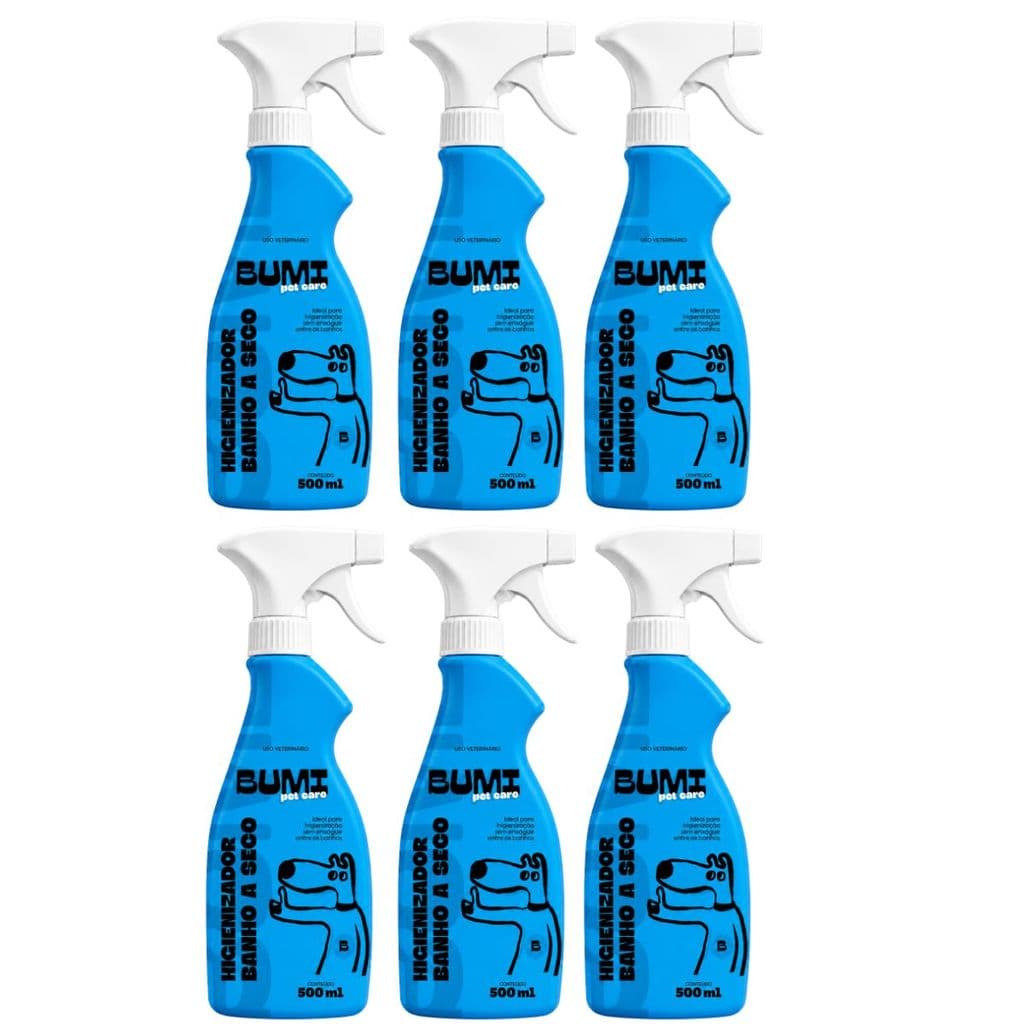 Kit Banho a Seco Spray Bumi Pet 500 mL para Cães e Gatos l 3 a 6un