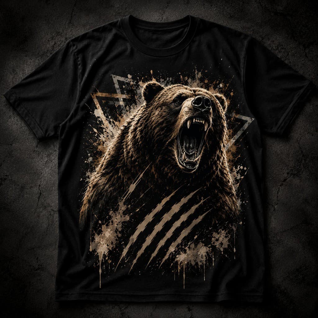 Camiseta Vermelha Masculina Estampa Urso Selvagem Streetwear Premium