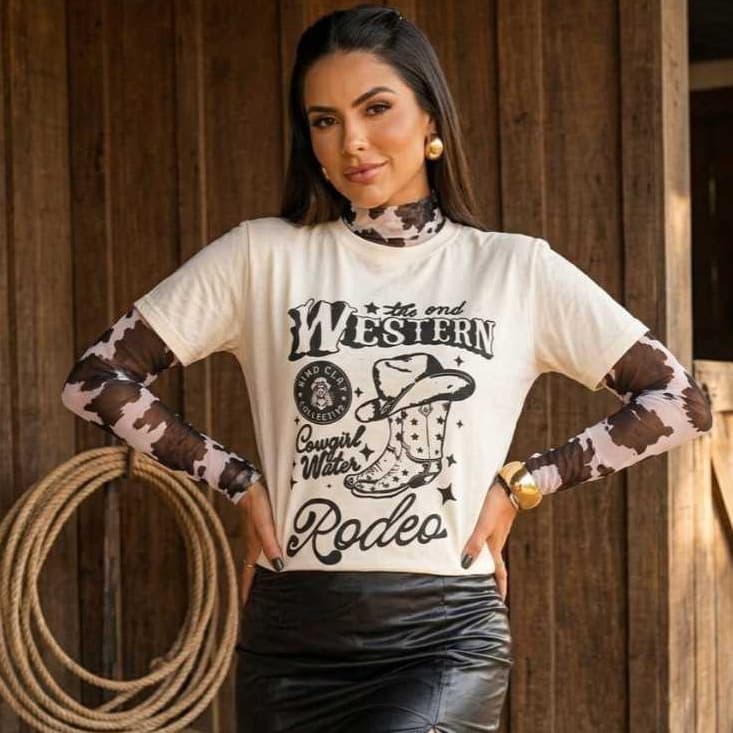 Camiseta Feminina Country Blusa Rodeo 100% Algodão