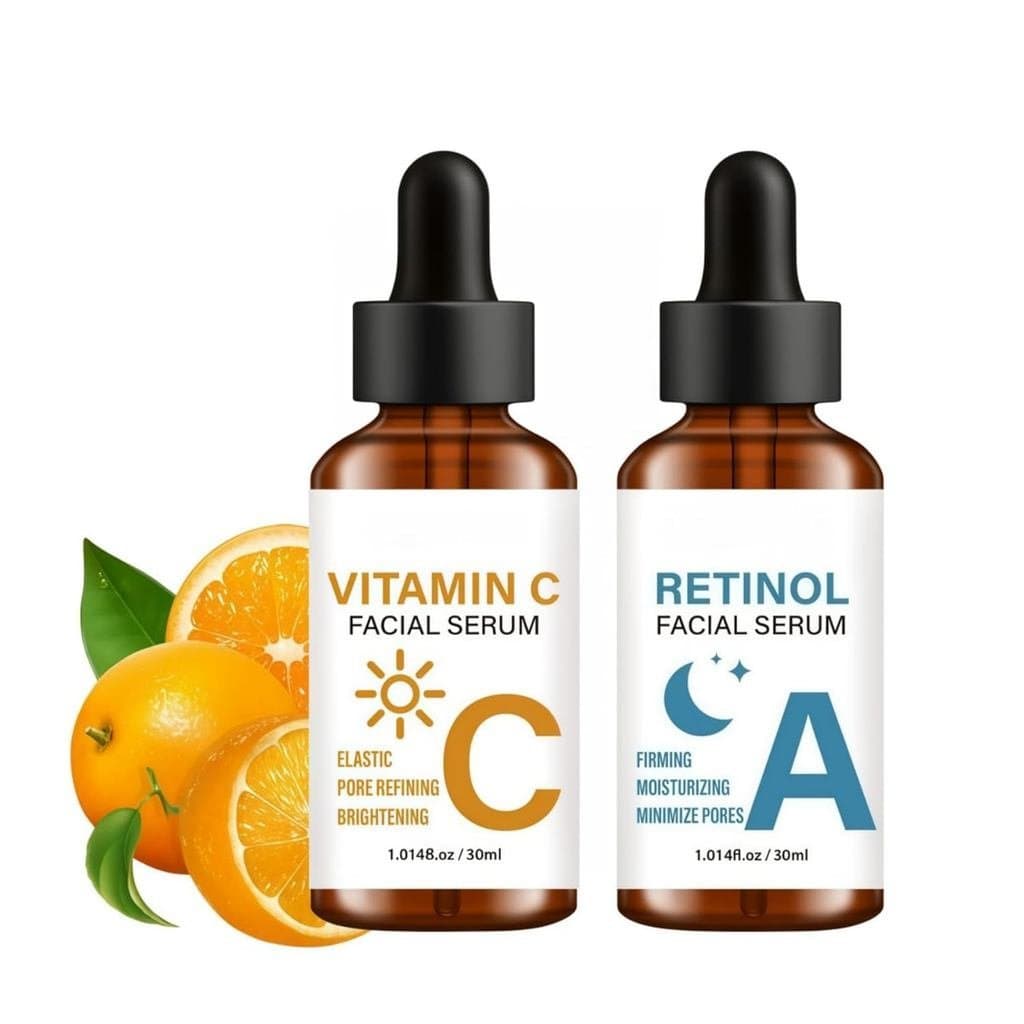 Oferta Imperdível: Conjunto de Séruns de Vitamina C e Retinol de Alta Qualidade, Sérum Facial Anti-Envelhecimento para D