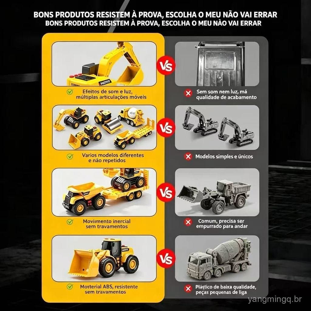 Conjunto De Variedades De Caminhões De Construção Inercial Com Luzes E Som , Máquinas Seguras Para Crianças , Miniatura