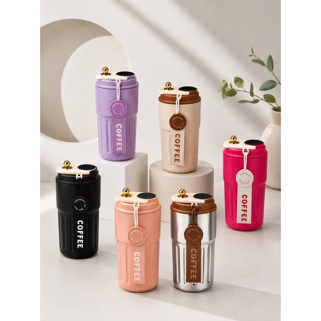 Copo Térmico Café 460ml com Tampa Vedada, Design Moderno, Portátil, Isolamento Térmico, Ideal para Viagem CAFEE