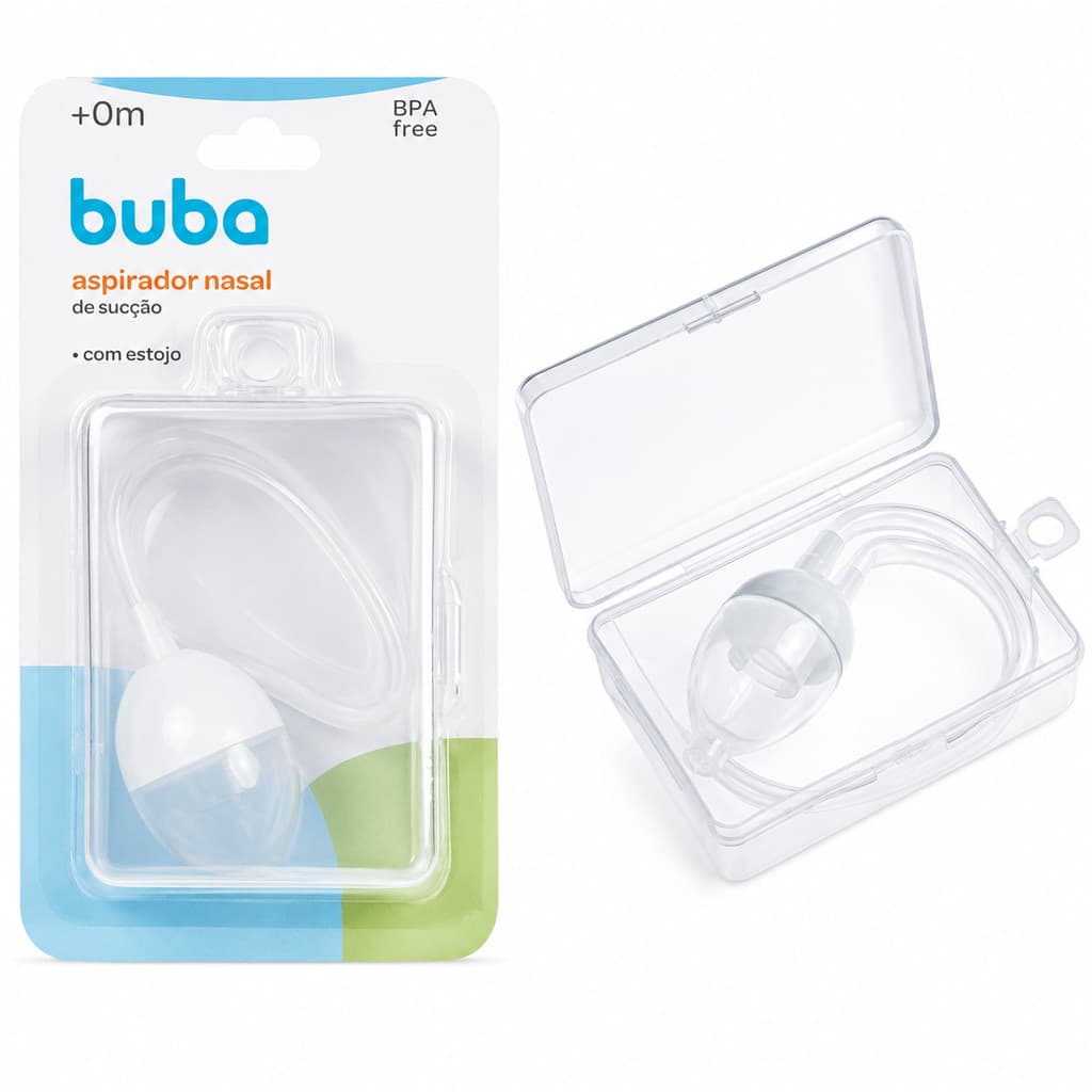 Aspirador Nasal Infantil De Sucção + Estojo Buba Ponta De Silicone Bebê Recem Nascido Bebe