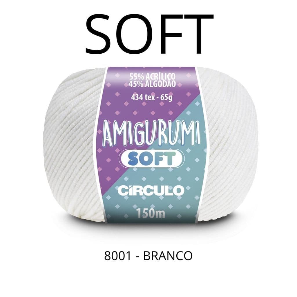 Fio Soft Linha Amigurumi 65g – Cor Branco 8001