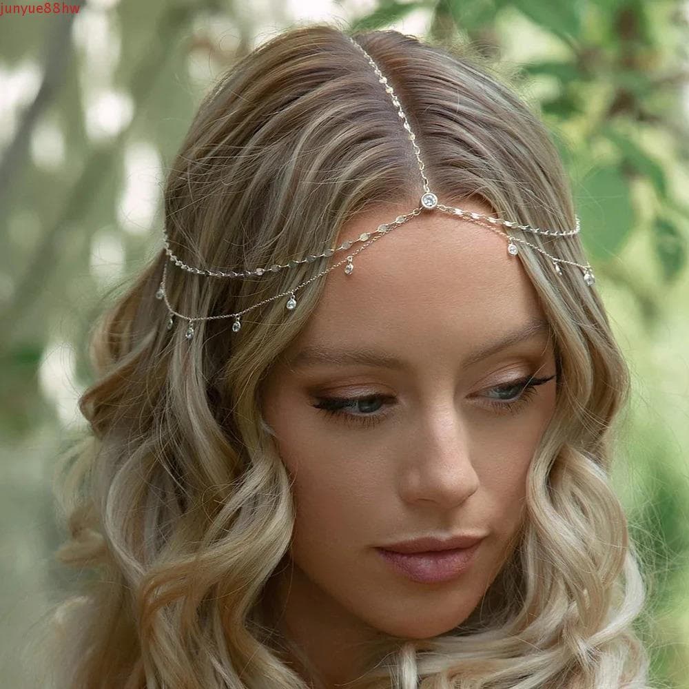 Acessórios de Sobrancelha com Strass JUNYUE, Acessórios de Cabelo Boêmios, Adereços de Cabeça Indianos, Corrente de Cabe