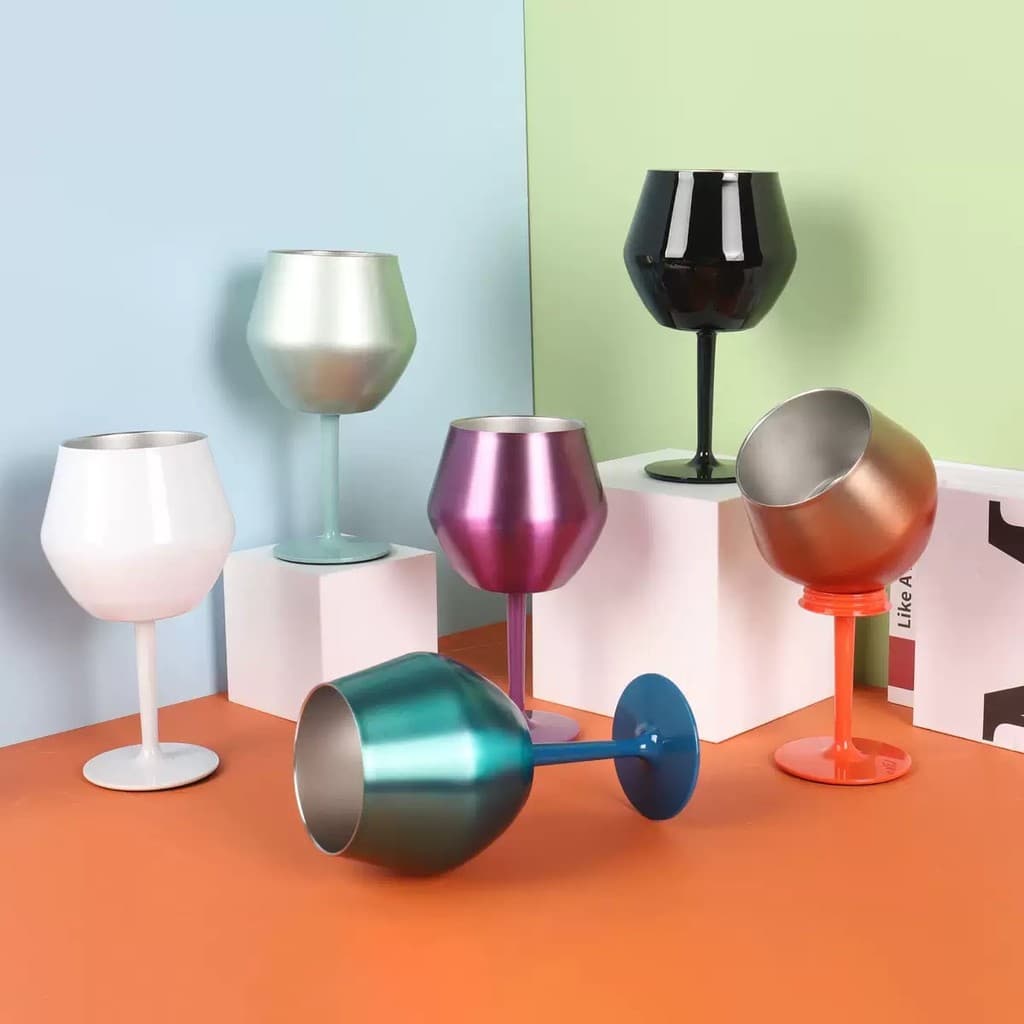 Kit 2 Taça Copo Térmico De Aço Inoxidável  Kit 2 //  Para Gin Vinho Drink Bebidas 14oz 2 Em 1