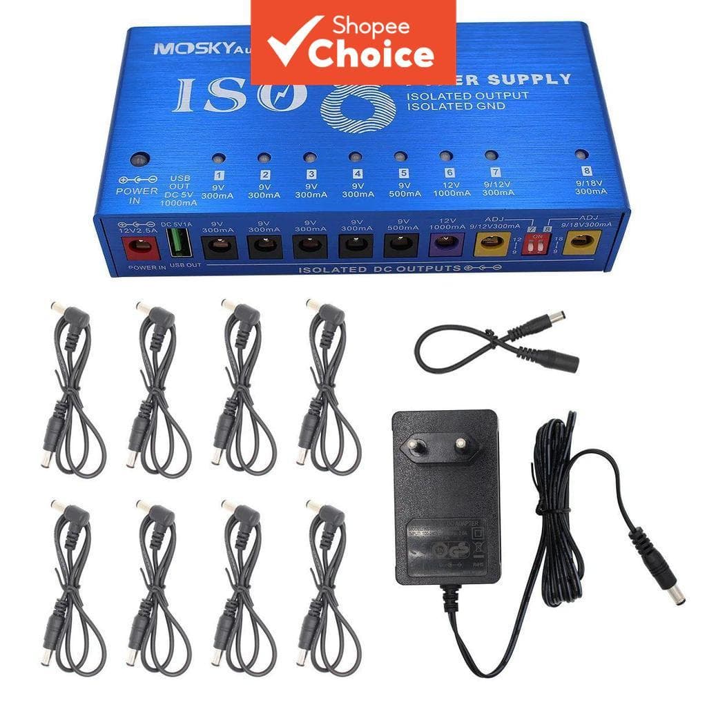 Fonte De Alimentação Para Pedal De Efeito De Guitarra Mosky ISO-8 , 8 Saídas DC Isoladas/Saída USB 5V 9V 12V 18V , Venda