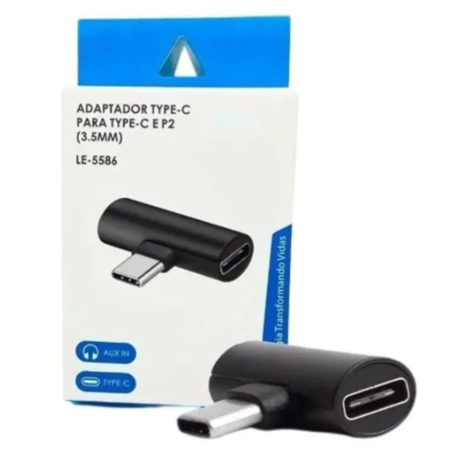 Adaptador Para Smartphone Celular Tipo-c Para Tipo-c E P2 3.5mm Le-5586 - FG