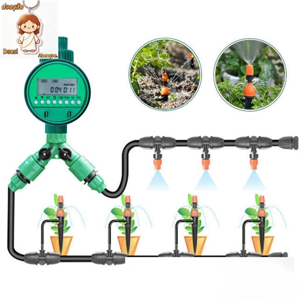 Controlador de Irrigação Automático com Temporizador para Jardim e Vasos - Sistema Inteligente, Fácil Instalação