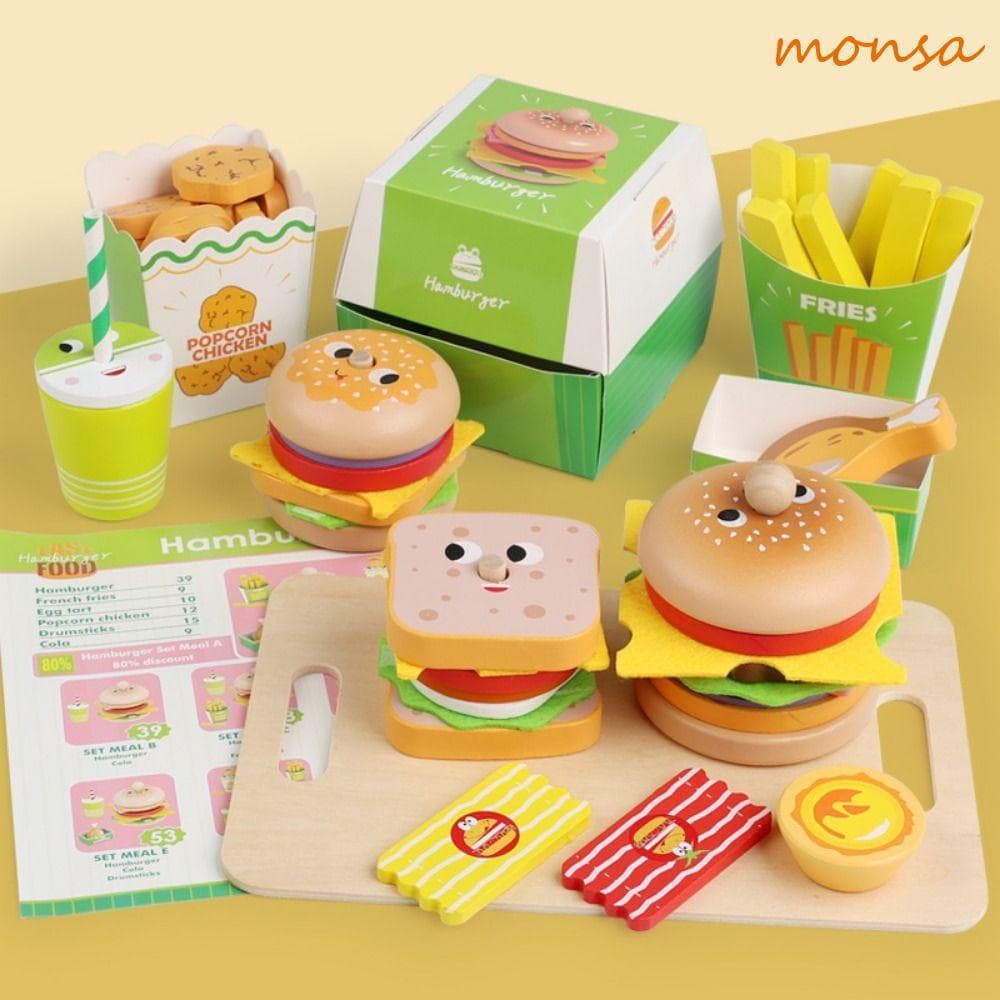 MONSA Playhouse Brinquedo de Hambúrguer, Jogo de Empilhar Exquisitamente Elaborado, Brinquedo de Simulação de Comida LIA