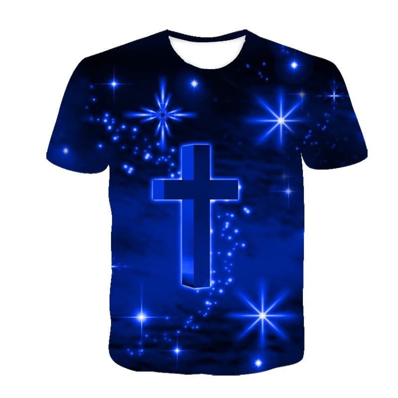 Camiseta Mais Recente Moda Jesus Cristo 3D Impresso Masculina Em Torno Do Pescoço Manga Curta Oversized Casual De Secage