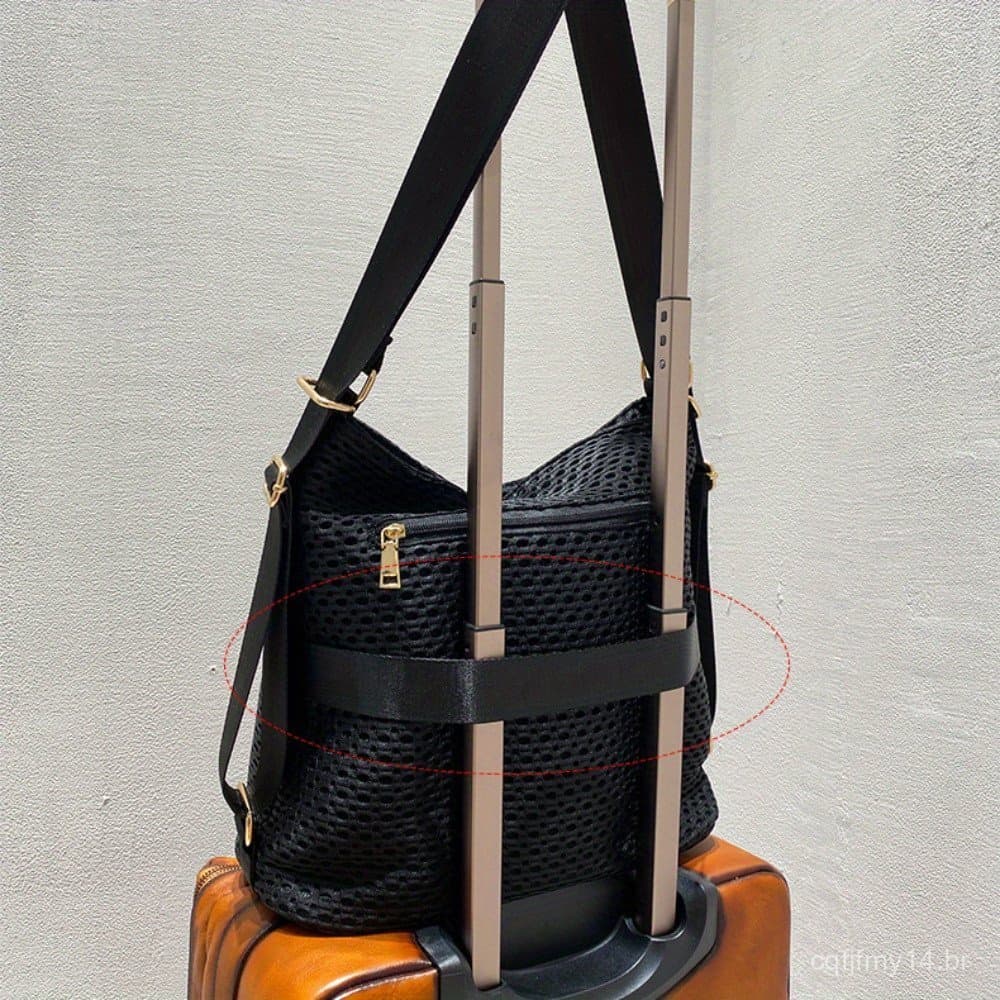 Bolsa Multifuncional de Tecido Oxford para Mulheres, Bolsa de Ombro Fashion, Mochila com Padrão Quadriculado, Grande Cap