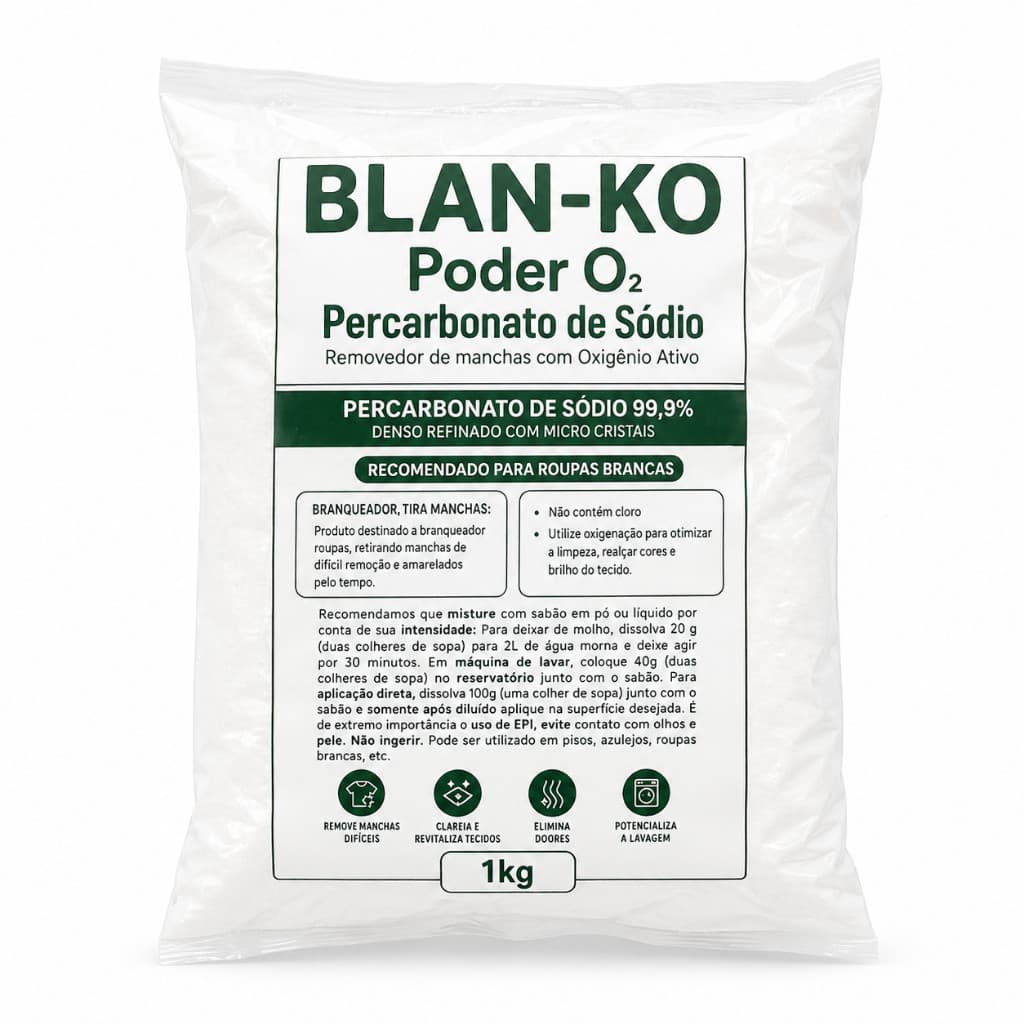 BLAN-KO Percarbonato de Sódio 1kg Removedor de Manchas Oxigênio Ativo