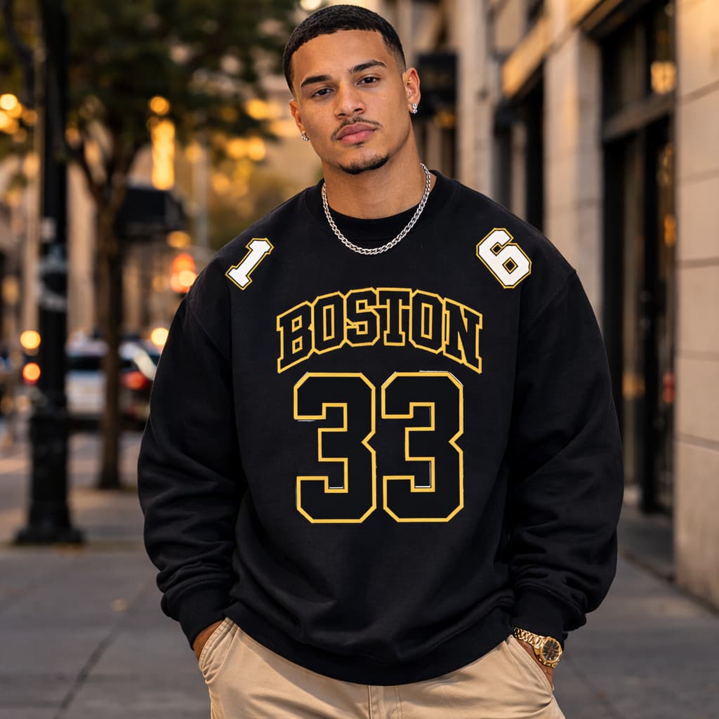 Moletom Careca Boston Gola Redonda Casaco Masculino Unissex Flanelado Inverno Blusa De Frio