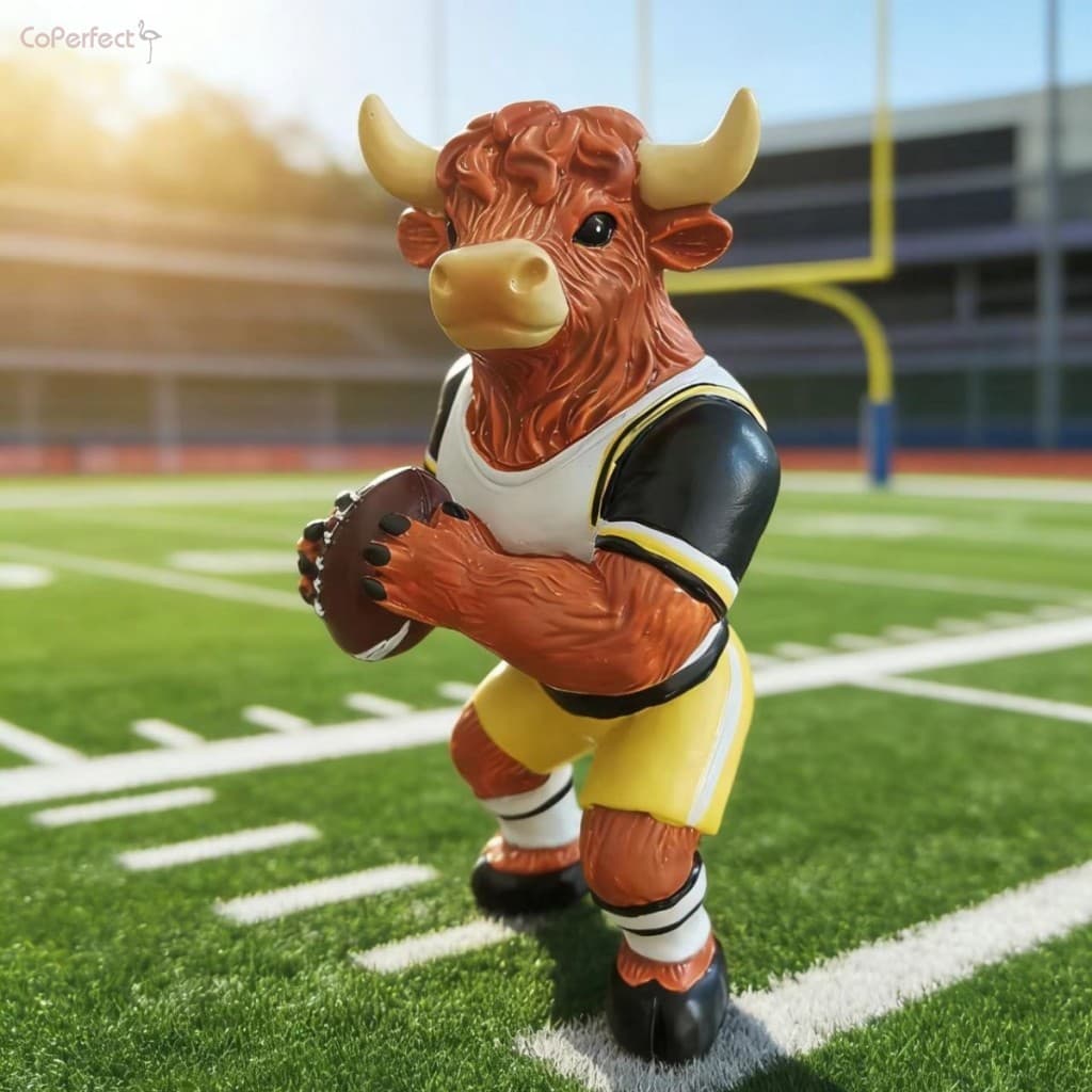 Ornamento De Vaca De Carregamento De Resina Com Tema De Rugby-Móveis Macios Para Decoração De Casa