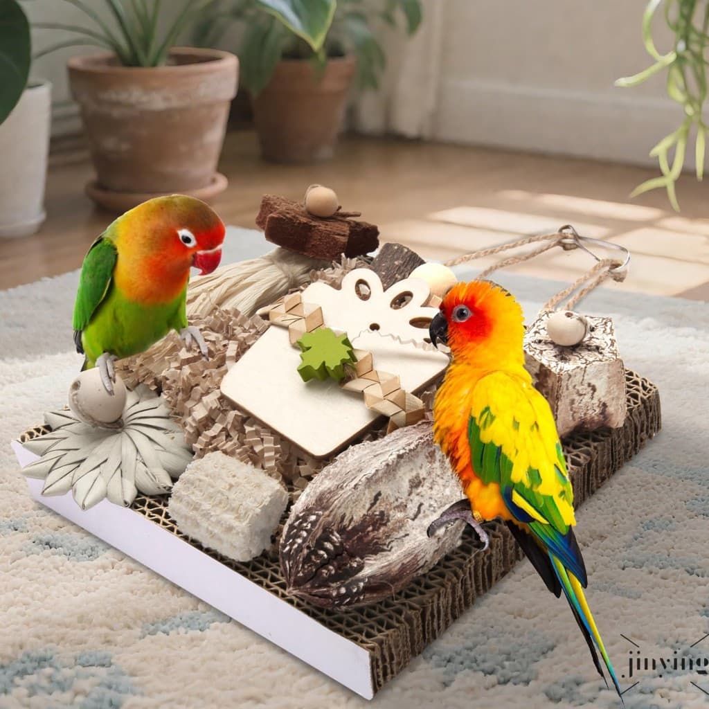 Balanço De Papelão Mastigável Conure-Brinquedo De Mastigar Papagaio Pendurado Para Gaiola De Pássaros