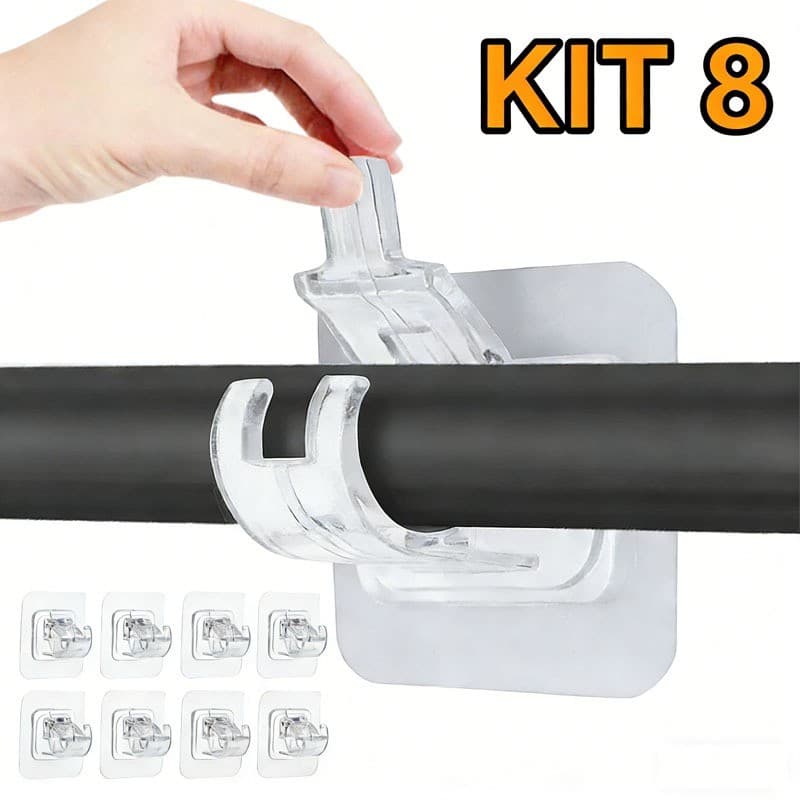 Kit 4 ou 8 Ganchos adesivos para varão de cortina que não precisa furar suporte de parede
