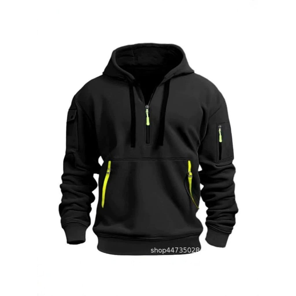Cross-Border outono inverno masculino Casual Multi-zíper braço bolso moletom pulôver tamanho grande capuz
