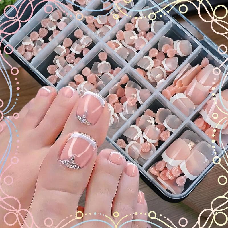 BUD 120 Pcs Francês Curto Quadrado Artificial Imprensa Em Unhas Nu Rosa Cobertura Completa Postiças Dedo Do Pé Falso Ext