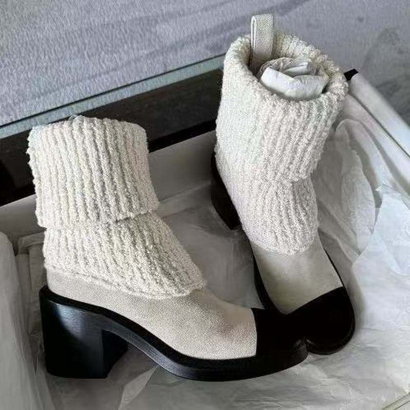 K botas curtas de malha de duas peças femininas outono inverno botas de cano médio femininas combinando com cores botas
