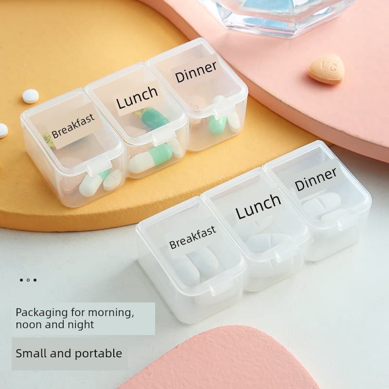 Mini caixa pequena para comprimidos, três refeições por dia antes das refeições, portátil, embalagem de medicamentos, ca