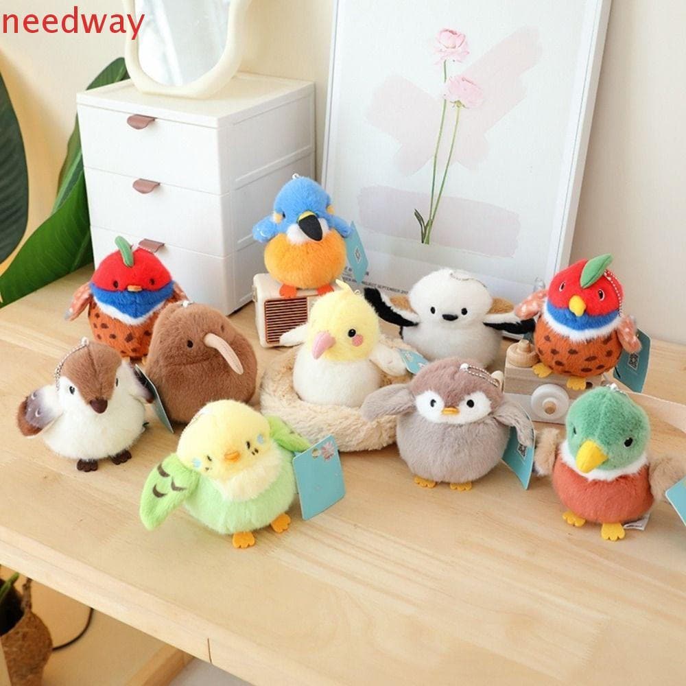 NEEDWAYB Boneca De Pelúcia De Papagaio , Chaveiro Pássaro De Simulação De Animal Bonito , Chaveiros De Pássaros Peludos