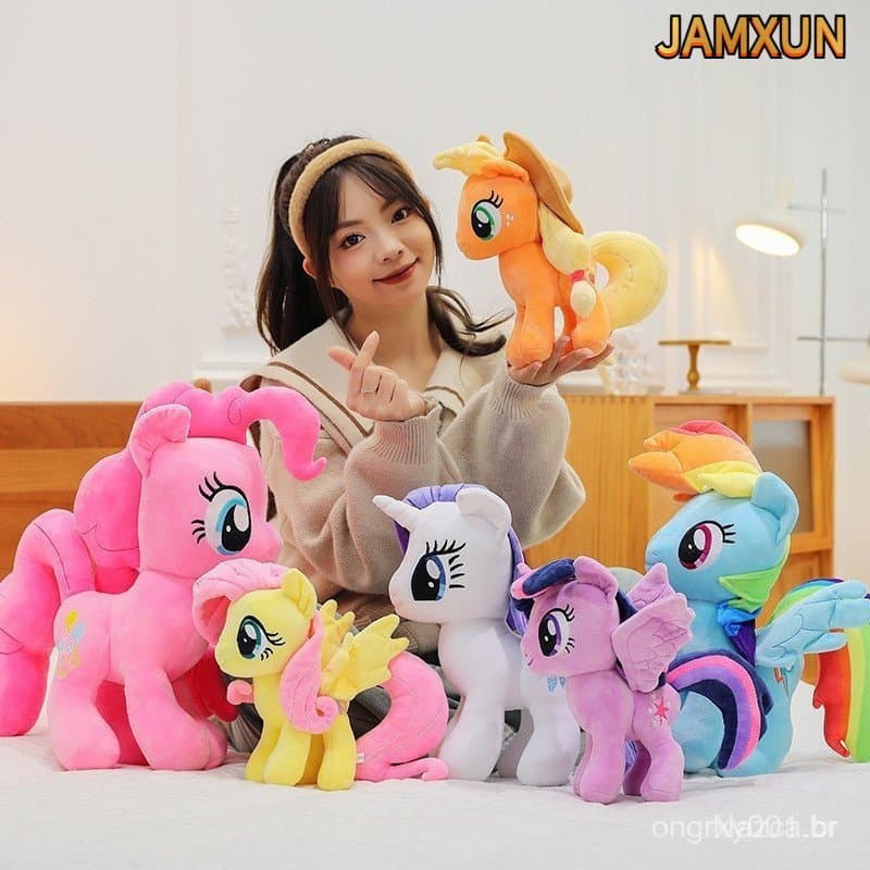 JAMXUN 30cm Série My Little Pony Macio Pônei Boneca Brinquedos Dos Desenhos Animados Cavalo Crepúsculo Brilho Fluttershy