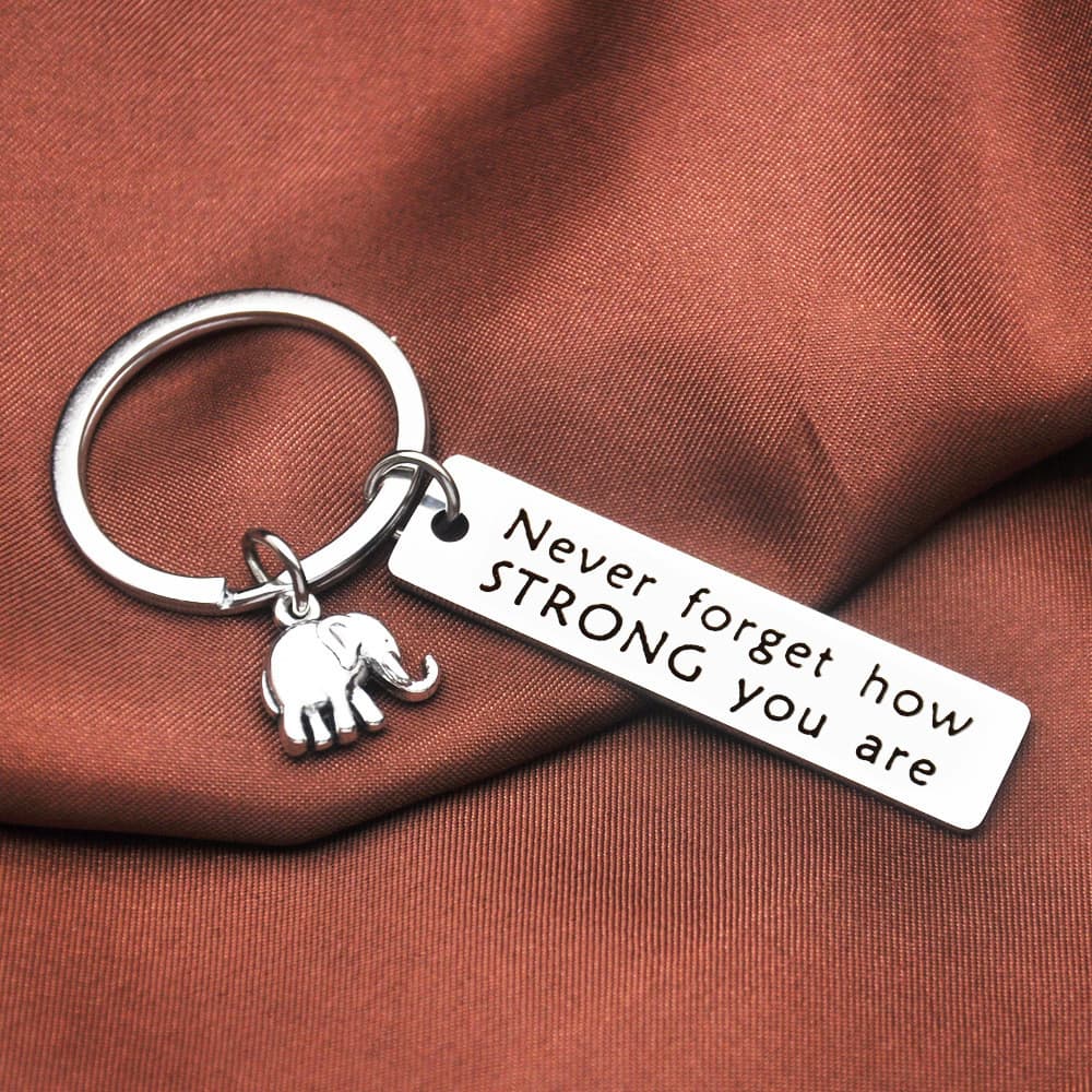 Elefante nunca esqueça forte marca de aço inoxidável chaveiro saco pingente inspirador jóias pingente energia positiva p