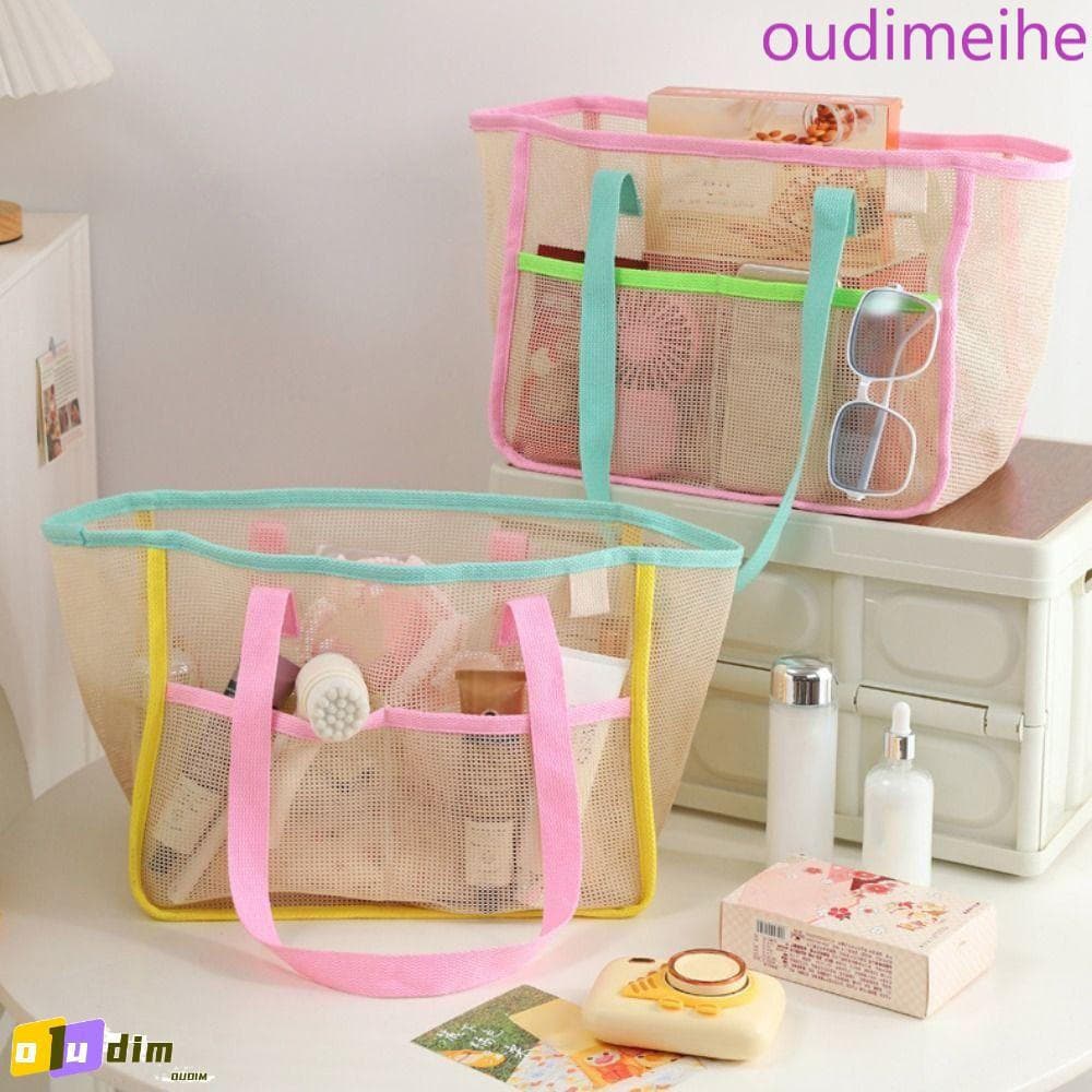 Bolsa De Praia De Malha OUDIMEIHE , Sacola De Chuveiro Dobrável Respirável , Armazenamento À Prova De Areia De Secagem R