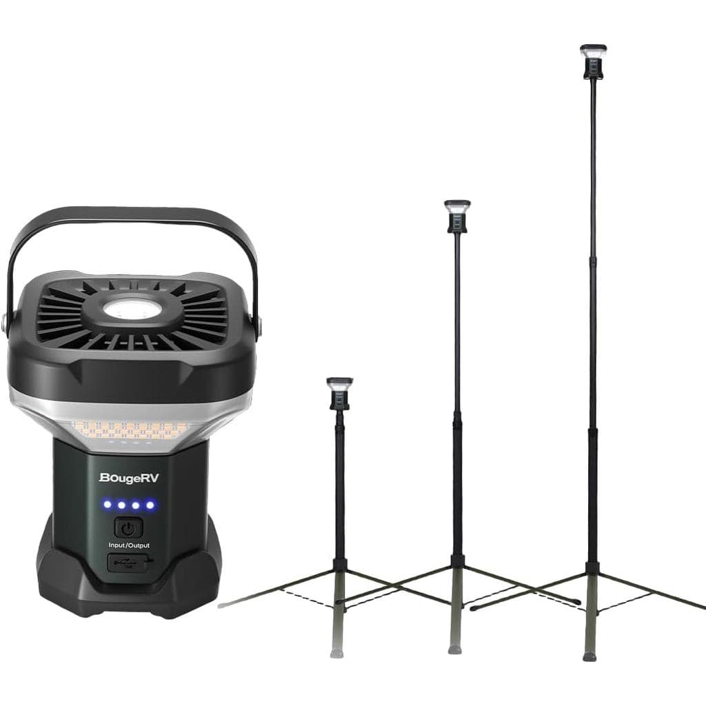 Lanterna de Camping Telescópica BougeRV, 3200 Lúmens, Lanterna LED para Exterior, 8000 mAh, 2,3 metros de altura, 90 hor