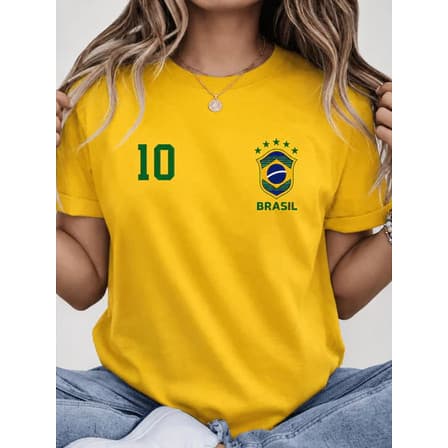 Camisa Blusa Camiseta Feminina Brasil 10 Em Algodão