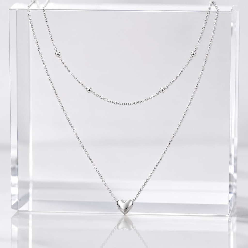 KIT 2 Choker Colar com detalhe de coração + Colar minimalista mini coração sólido banhado
