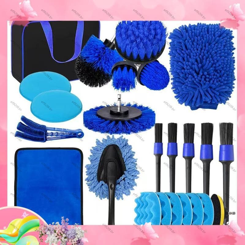 [Oferta Especial E] Conjunto Elétrico De 24 Peças , Escova Elétrica Para Lavagem De Carro , Polidor Kit De Limpeza De Co