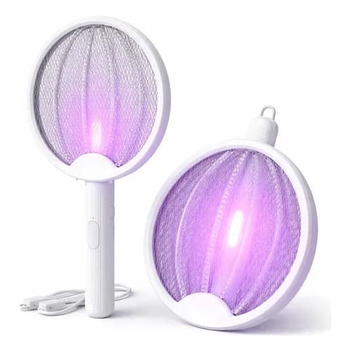 Raquete Mata Insetos Elétrica com Luz UV LED Bivolt USB Portátil