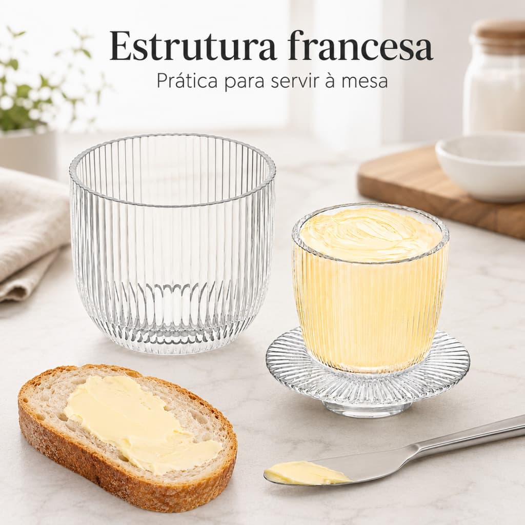 Manteigueira Francesa Graffiato De Vidro Transparente 11cm
