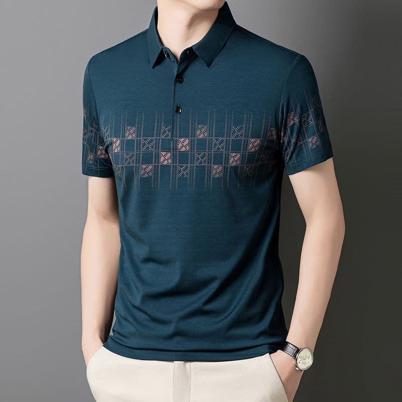 2025 verão novo estilo lapela manga curta POLO negócios camiseta masculina pai Wear Casual moda gelo seda topo20260729