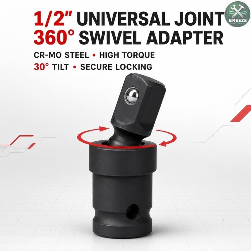 Chave De Impacto De 1/2 Polegada Adaptador De Soquete Giratório De Junta Universal 360 ° Ferramenta Pneumática Rotativa