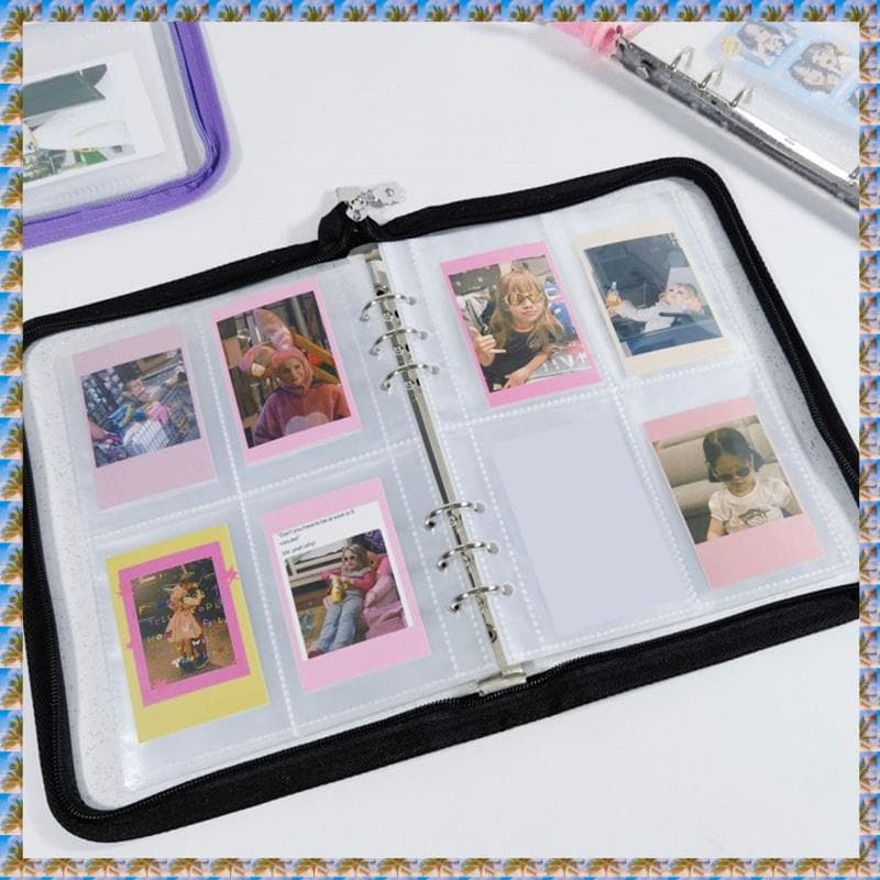 [bo7w15gmoh.br] Mini Pasta De Álbum Com Zíper Porta-Cartões Fotográficos De Coleção De