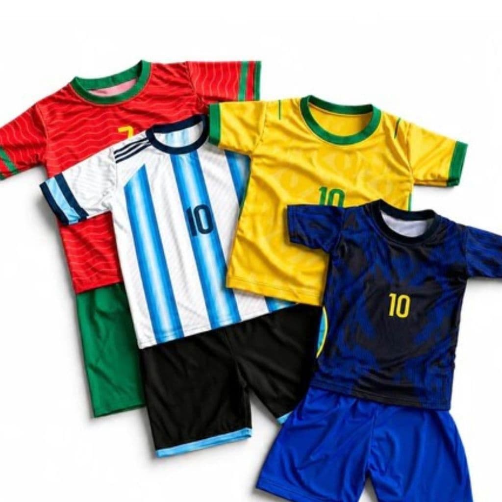 Conjunto Infantil Esportivo Camiseta + Short Futebol Casual Confortável Respirável Criança Diversas Cores e Tamanhos